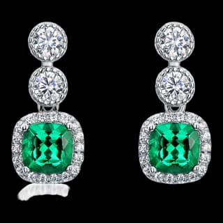 S925 Sterling Silver Lab-Grown Emerald Drop Earrings (Pair) — JKW-7AD3CF8C4B4A-V001