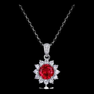 S925 Sterling Silver Lab-Grown Ruby Necklace — JKW-4CC67BFC5BF2-V001
