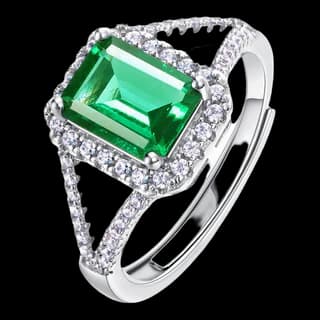 S925 Sterling Silver Lab-Grown Emerald Ring — JKW-7B6BEA989FD1-V001