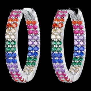 S925 Sterling Silver Multicolor Zircon Hoop Earrings (Pair) — JKW-8CDD9A6E350D-V001