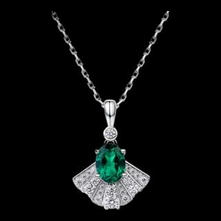 S925 Sterling Silver Lab-Grown Emerald Necklace — JKW-5A2A3E855AB7-V001