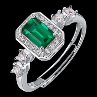 S925 Sterling Silver Lab-Grown Emerald Ring — JKW-4135D56E9D5E-V001