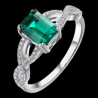 S925 Sterling Silver Lab-Grown Emerald Ring — JKW-331FF8221A19-V001