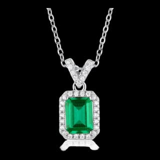 S925 Sterling Silver Lab-Grown Emerald Necklace — JKW-E1A5D1460C94-V001