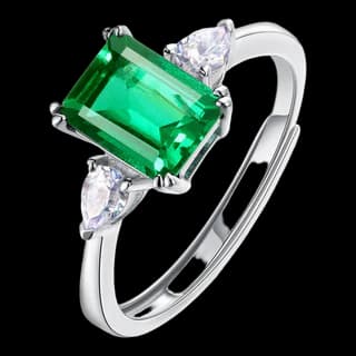 S925 Sterling Silver Lab-Grown Emerald Ring — JKW-EF937F4E3A1B-V001