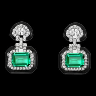 S925 Sterling Silver Lab-Grown Emerald Stud Earrings (Pair) — JKW-C2F93C09EC64-V001
