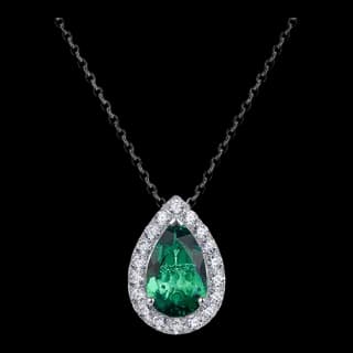 S925 Sterling Silver Lab-Grown Emerald Necklace — JKW-1CB217B3CEF7-V001