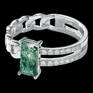 S925 Sterling Silver Moss Agate Ring — JKW-0D511970EB31-V001