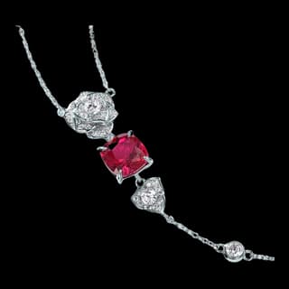 S925 Sterling Silver Lab-Grown Ruby Necklace — JKW-D30BBF013E9A-V001