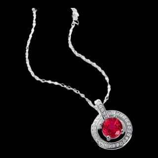 S925 Sterling Silver Lab-Grown Ruby Necklace — JKW-F0367772B2AC-V001