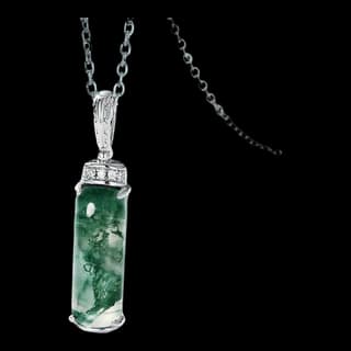 S925 Sterling Silver Moss Agate Pendant — JKW-DE52FB3BA45B-V001