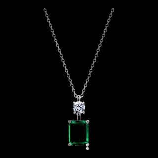S925 Sterling Silver Lab-Grown Emerald Necklace — JKW-A2FE60EAF79D-V001