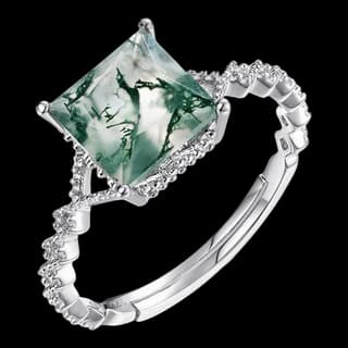 S925 Sterling Silver Moss Agate Ring — JKW-8C793E03C7A7-V001