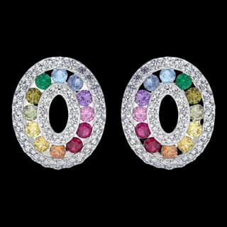 S925 Sterling Silver Multicolor Zircon Stud Earrings (Pair) — JKW-5339D176A5C6-V001
