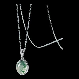 S925 Sterling Silver Moss Agate Pendant — JKW-27604C610695-V001