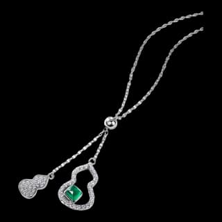 S925 Sterling Silver Lab-Grown Emerald Necklace — JKW-E2400404596B-V001