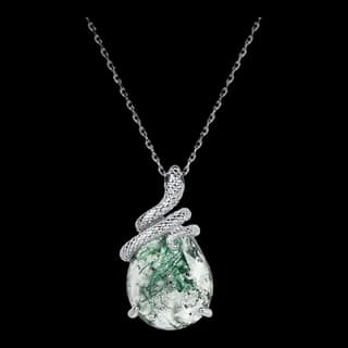 S925 Sterling Silver Moss Agate Pendant — JKW-626103D9638B-V001