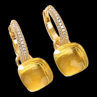 S925 Sterling Silver Synthetic Citrine Drop Earrings (Pair) — JKW-1782C17348A8-V001