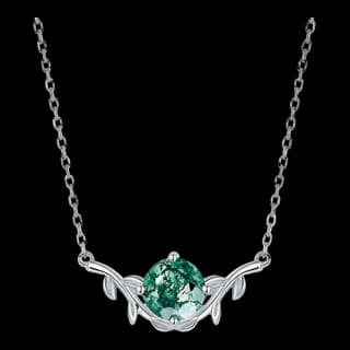 S925 Sterling Silver Moss Agate Necklace — JKW-BA23200CE85C-V001