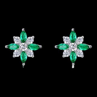 S925 Sterling Silver Lab-Grown Emerald Stud Earrings (Pair) — JKW-8585AC0D7528-V001
