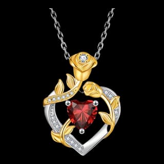 S925 Sterling Silver Garnet Necklace — JKW-F8AFB79D82DE-V001