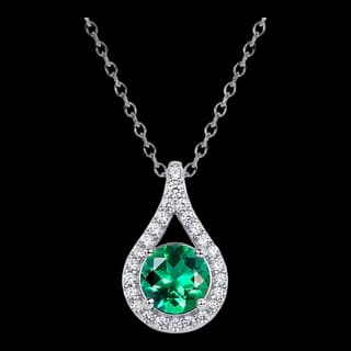 S925 Sterling Silver Lab-Grown Emerald Necklace — JKW-EB390C18BA44-V001