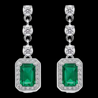 S925 Sterling Silver Lab-Grown Emerald Drop Earrings (Pair) — JKW-3D2A5CB674B4-V001