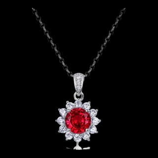 S925 Sterling Silver Lab-Grown Ruby Necklace — JKW-D76AA15E78A8-V001