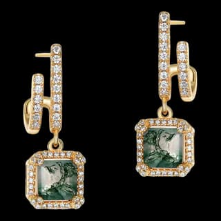 S925 Sterling Silver Moss Agate Drop Earrings (Pair) — JKW-30B7F99369EE-V001