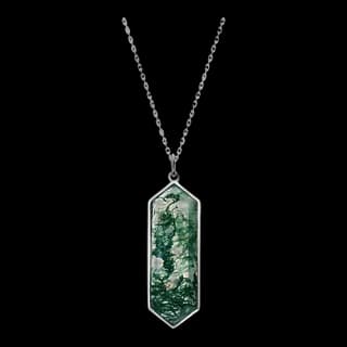 S925 Sterling Silver Moss Agate Necklace — JKW-9441C001FC3D-V001