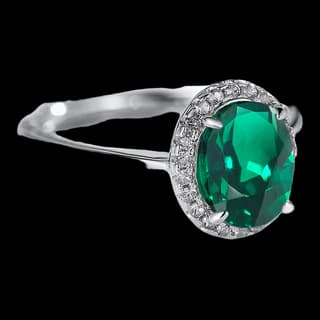 S925 Sterling Silver Lab-Grown Emerald Ring — JKW-DDFB487C491F-V001