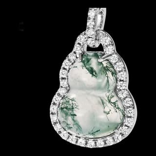 S925 Sterling Silver Moss Agate Pendant — JKW-E87A74182055-V001