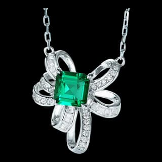 S925 Sterling Silver Lab-Grown Emerald Necklace — JKW-9ED7EBCCF3BC-V001