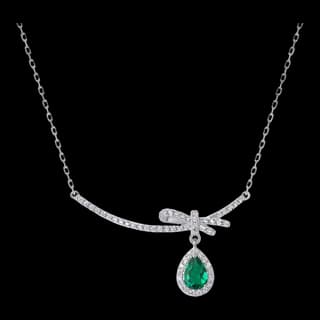 S925 Sterling Silver Lab-Grown Emerald Necklace — JKW-B7B21F4E2937-V001