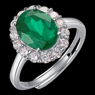 S925 Sterling Silver Lab-Grown Emerald Ring — JKW-7C6E3570D7A1-V001