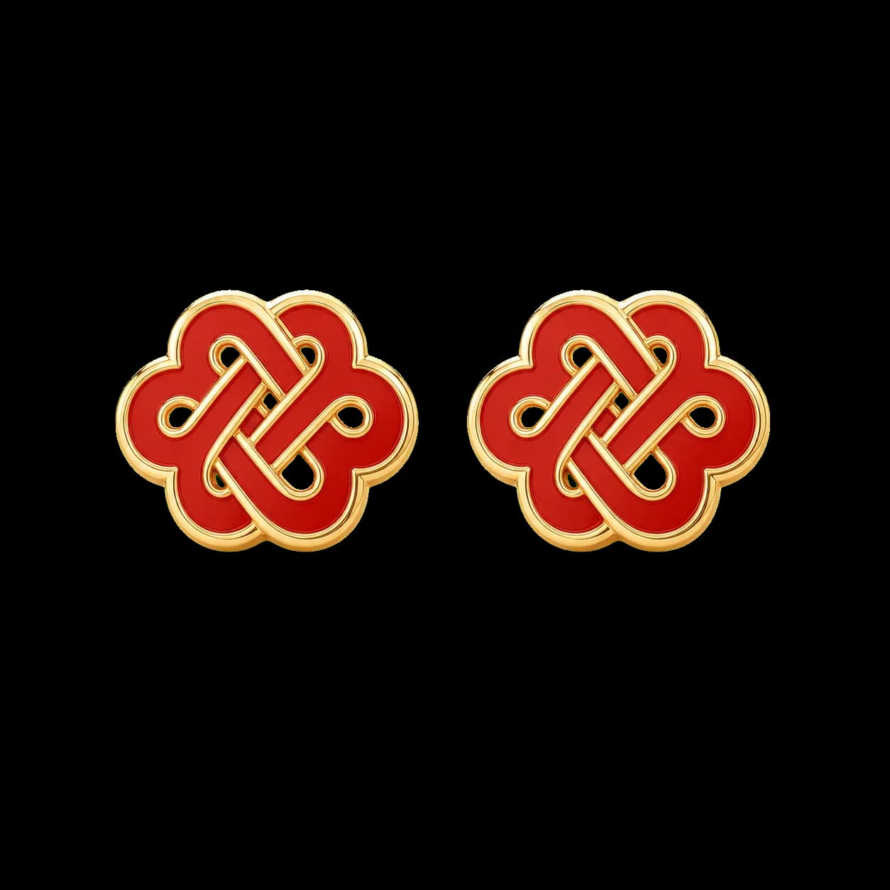Double Happiness Knot Stud Earrings transparent product image